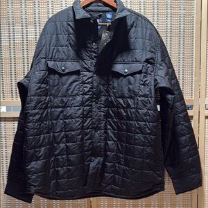 Chaps Black Lightweight Shirt Jacket with Quilted Design